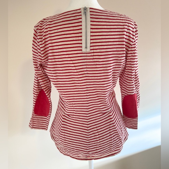 Rebecca Taylor red and off-white striped, long-sleeve mariner T, peplum - Picture 6 of 11
